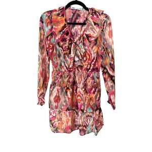 ZARA Printed‎ Ruffled Tiered Mini Dress XS